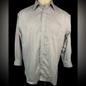 Roundtree and Yorke Gold Label Gray Micro Check Dress Shirt Men’s 17-33